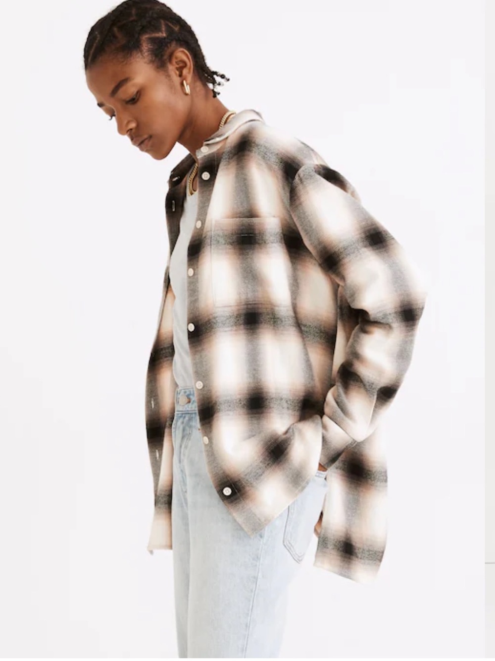 Madewell Flannel Oversized Ex-Boyfriend Shirt in Robson Plaid